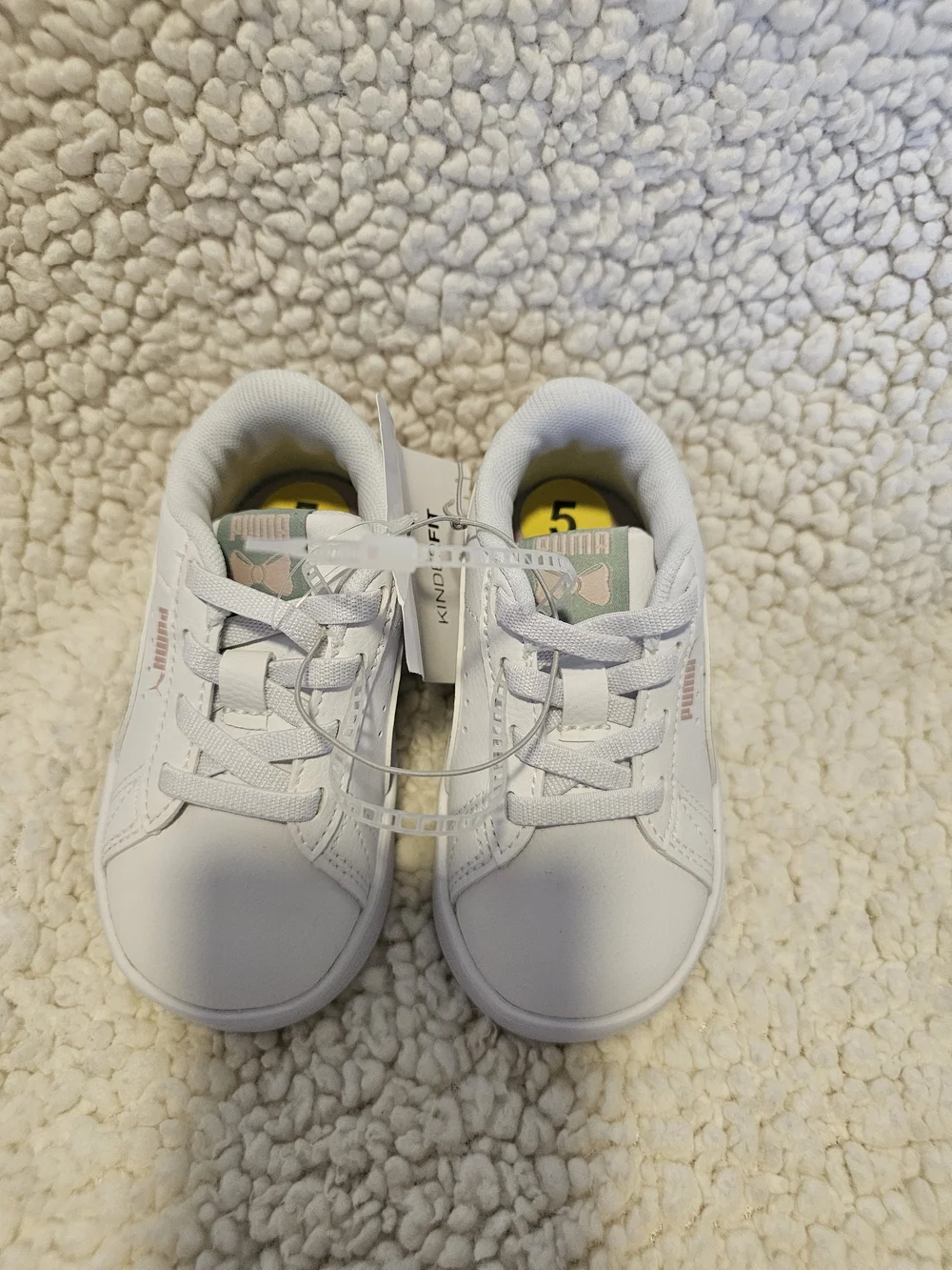 PUMA Kids' White Sneaker with Pink & Green Accents